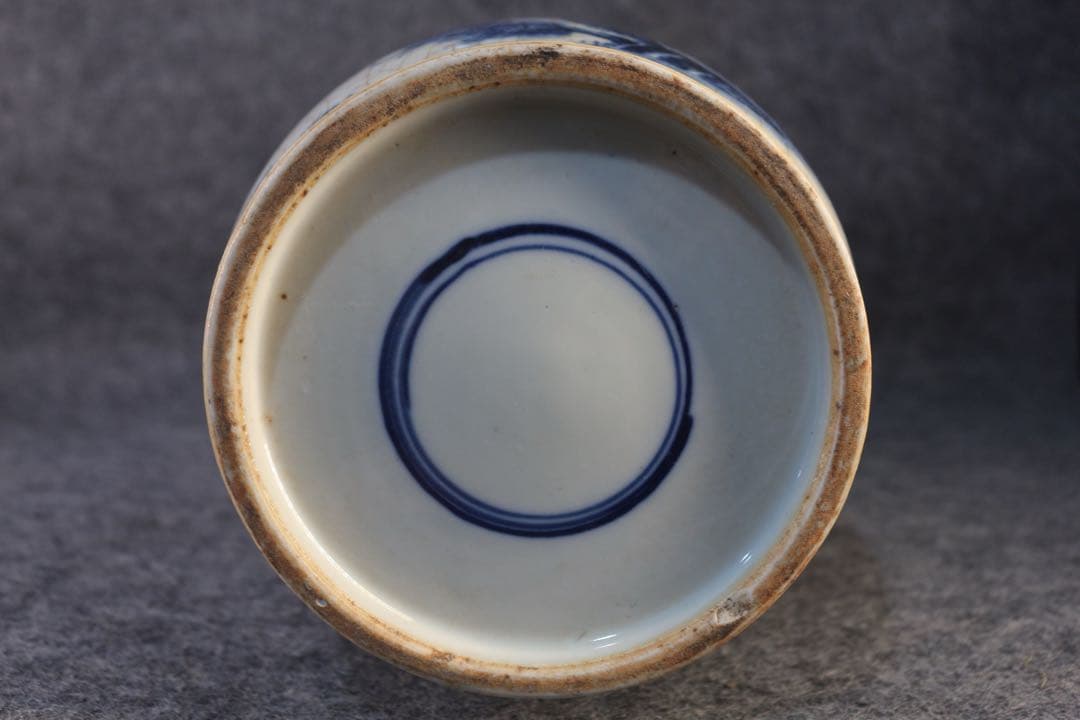 旧家蔵出 清国時代 大型 康熙青花瓷 逸品 陶器 置物