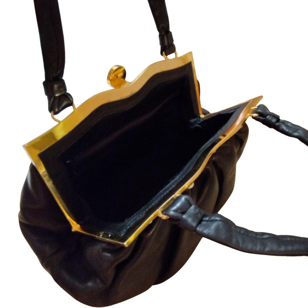 濱野皮革工藝 サンピエトロ 皇室御用達 がま口 ハンドバッグ 貴石