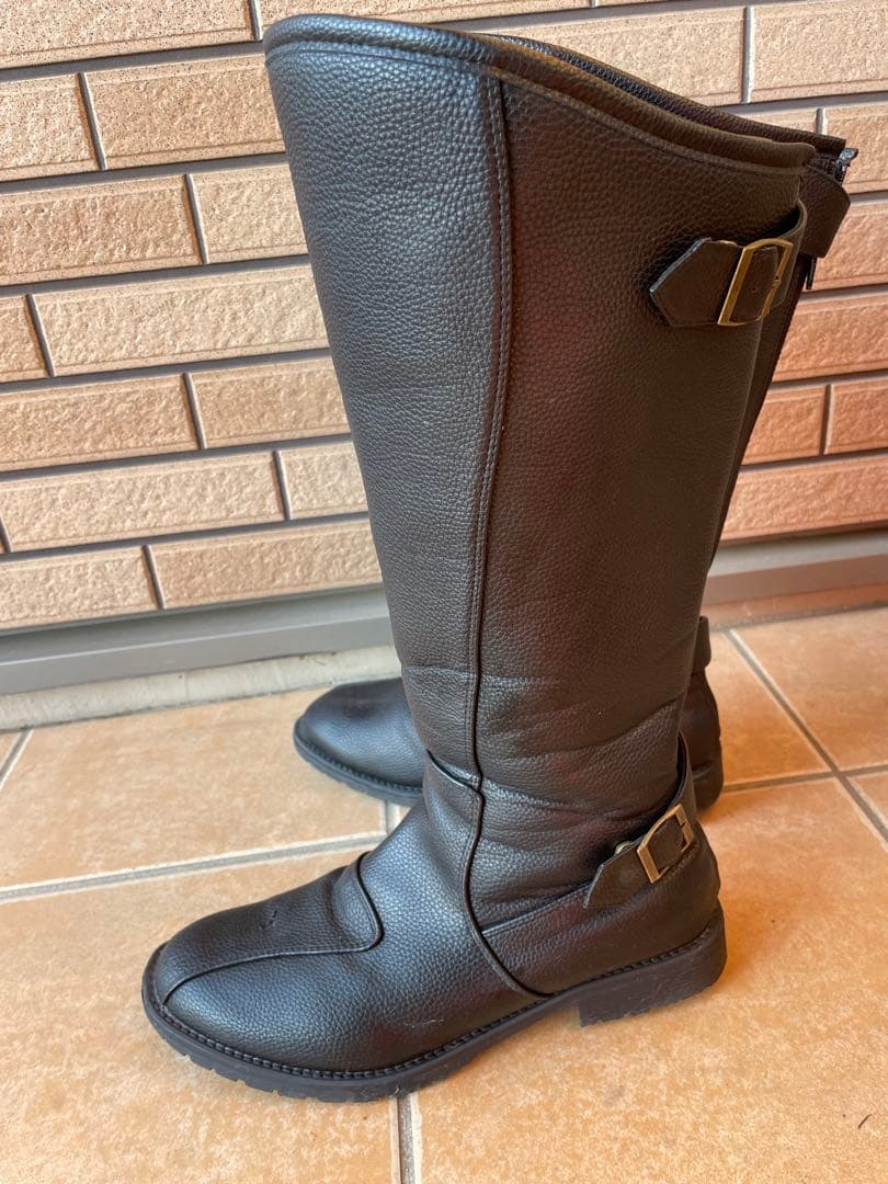 27.5cm 特攻ブーツ！火花でます！分厚い金具付き！レザー長靴 ブラック