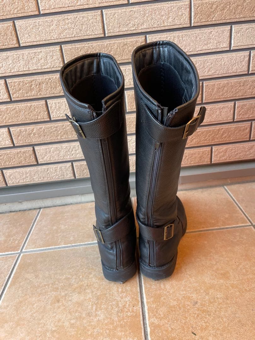 27.5cm 特攻ブーツ！火花でます！分厚い金具付き！レザー長靴 ブラック