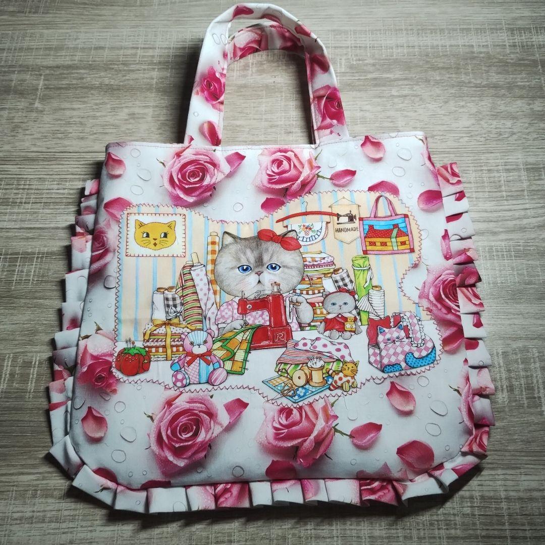 コヤンイサムチョンふっくらト–トバッグ 輸入立体薔薇柄フリル付き