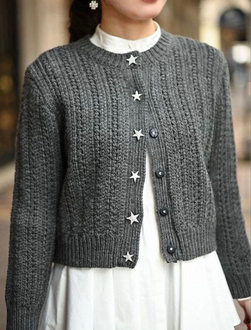 トレフルプラスワン TREFLE+1 スターケーブルカーディガン スター