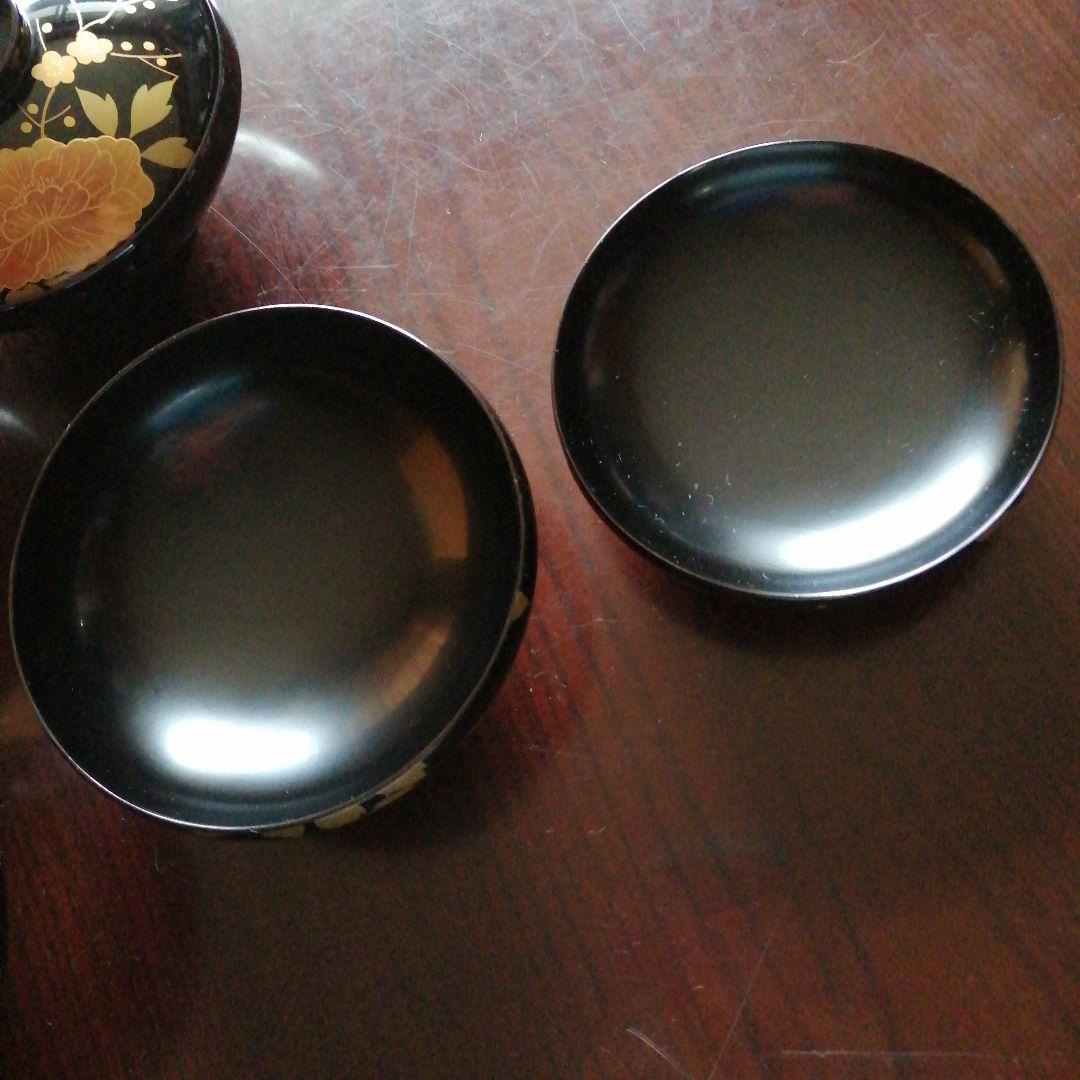 輪島塗　金彩蓋付吸物碗　5客　12.8cm