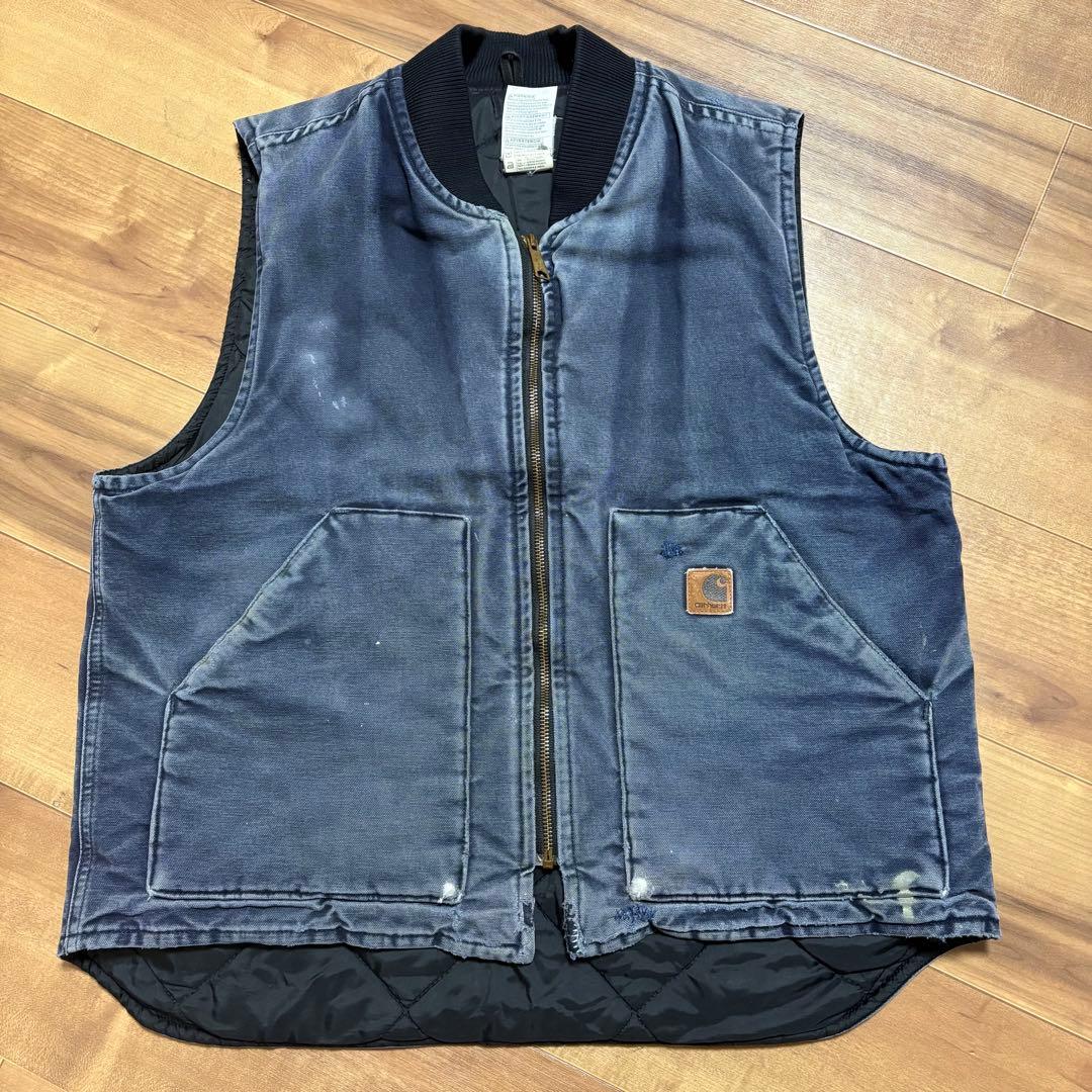 USA製 フェード ボロ carhartt カーハート ダック ベスト ネイビー