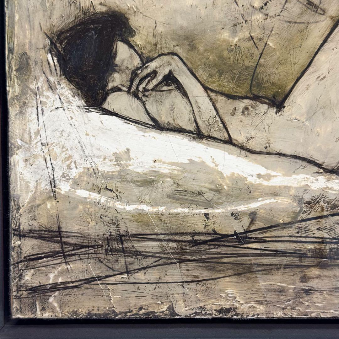 栗原一郎 油彩「裸婦」 額装 1980年頃 真作