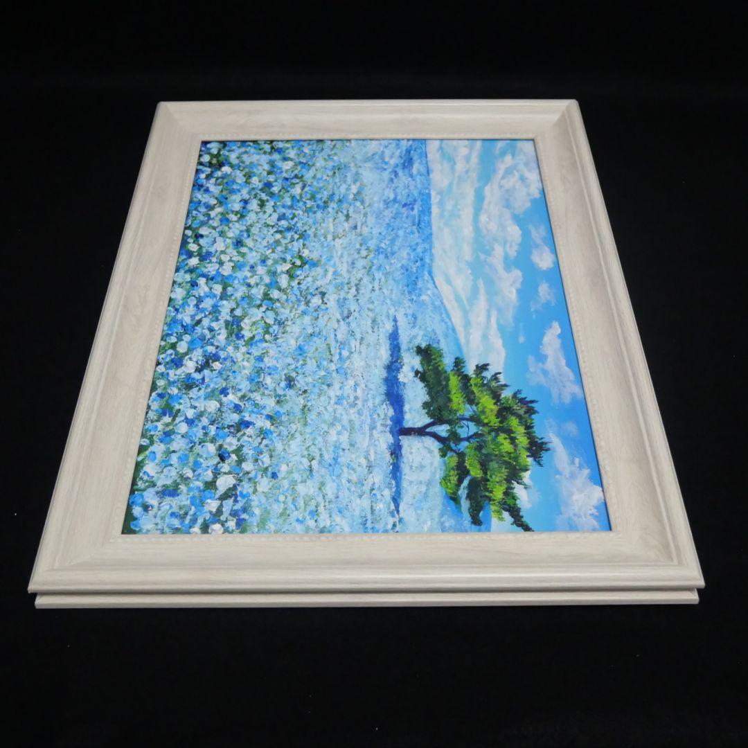 油絵 油彩 油彩画 絵画【ネモフィラの丘】 - メルカリ