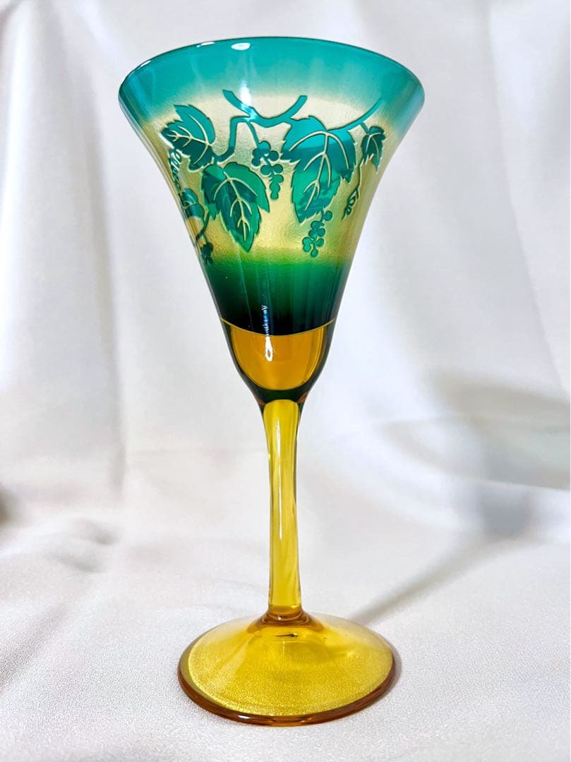 鸛《美品》現代の名工 黒木国昭 綾工房 ワイングラスペア＆ぐい呑みペア切子ガラス