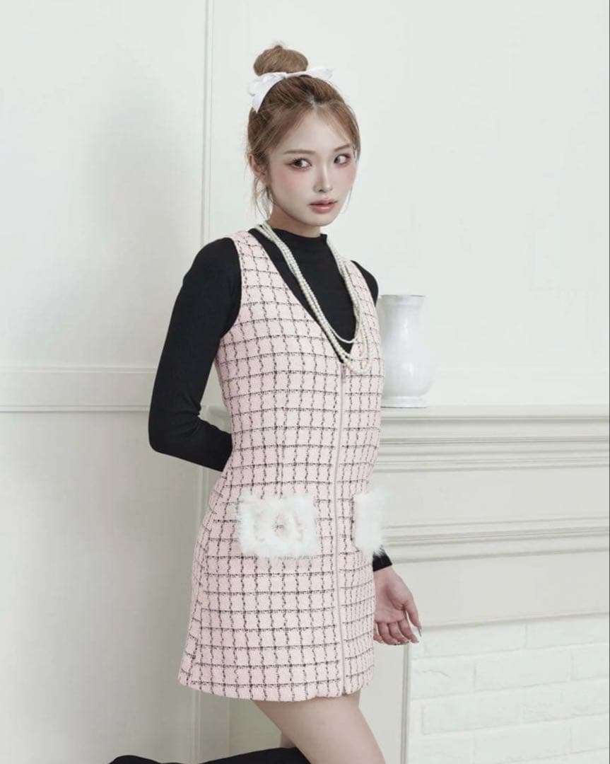 darich フロントファスナーミニワンピース PINK - メルカリ