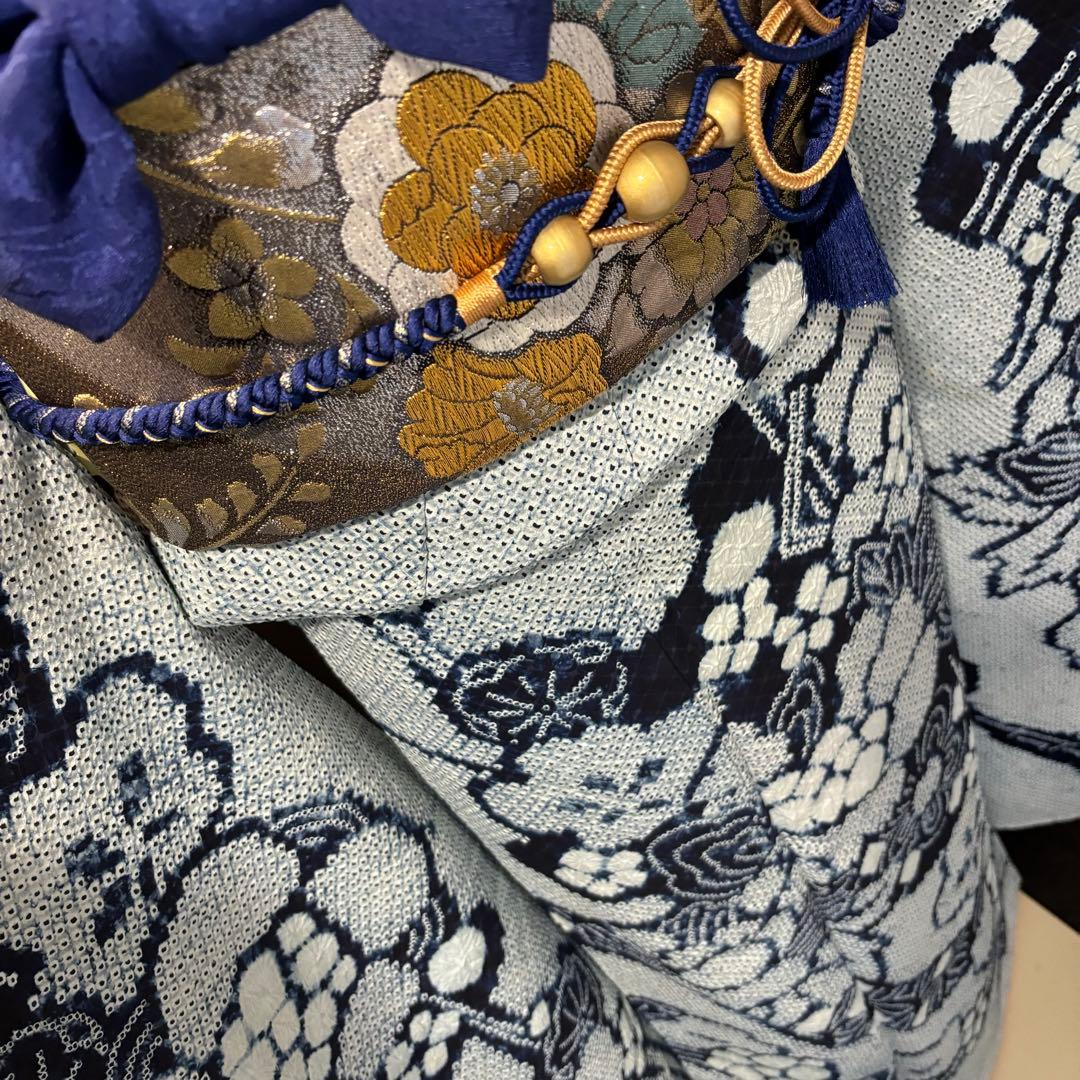 人間国宝 最高級 作家物 藍染 証紙 本疋田 総絞り 振袖 フルセット