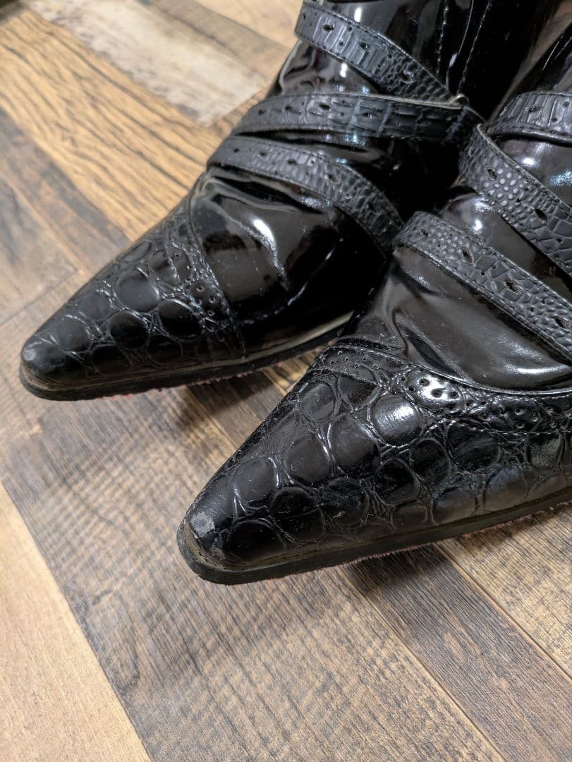 スタッズ付きブラックブーツ y2k ホスト お兄 V系 - メルカリ