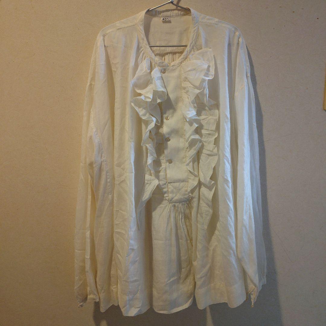 45rpm タッサーカディのフリルブラウス SIZE3 コットンシルク シャツ