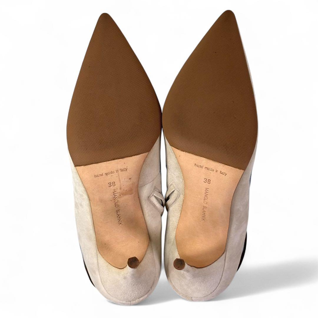 美品 マノロブラニク 38 25 スエード ショートブーツ サイドジップ