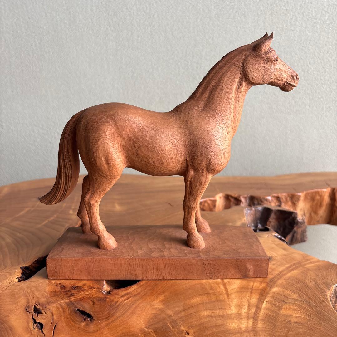 馬」高野五聖 干支置物 木彫 細密彫刻 共箱