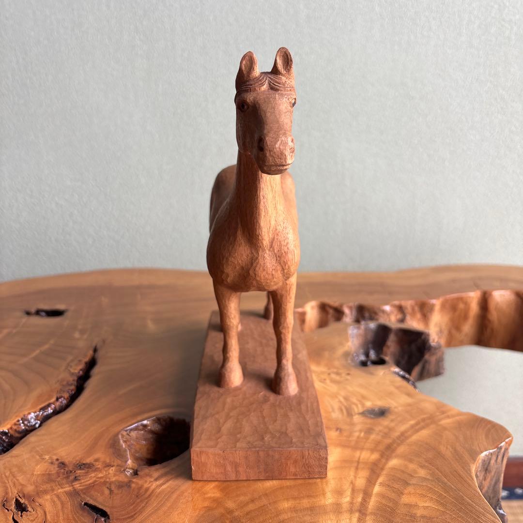 馬」高野五聖 干支置物 木彫 細密彫刻 共箱