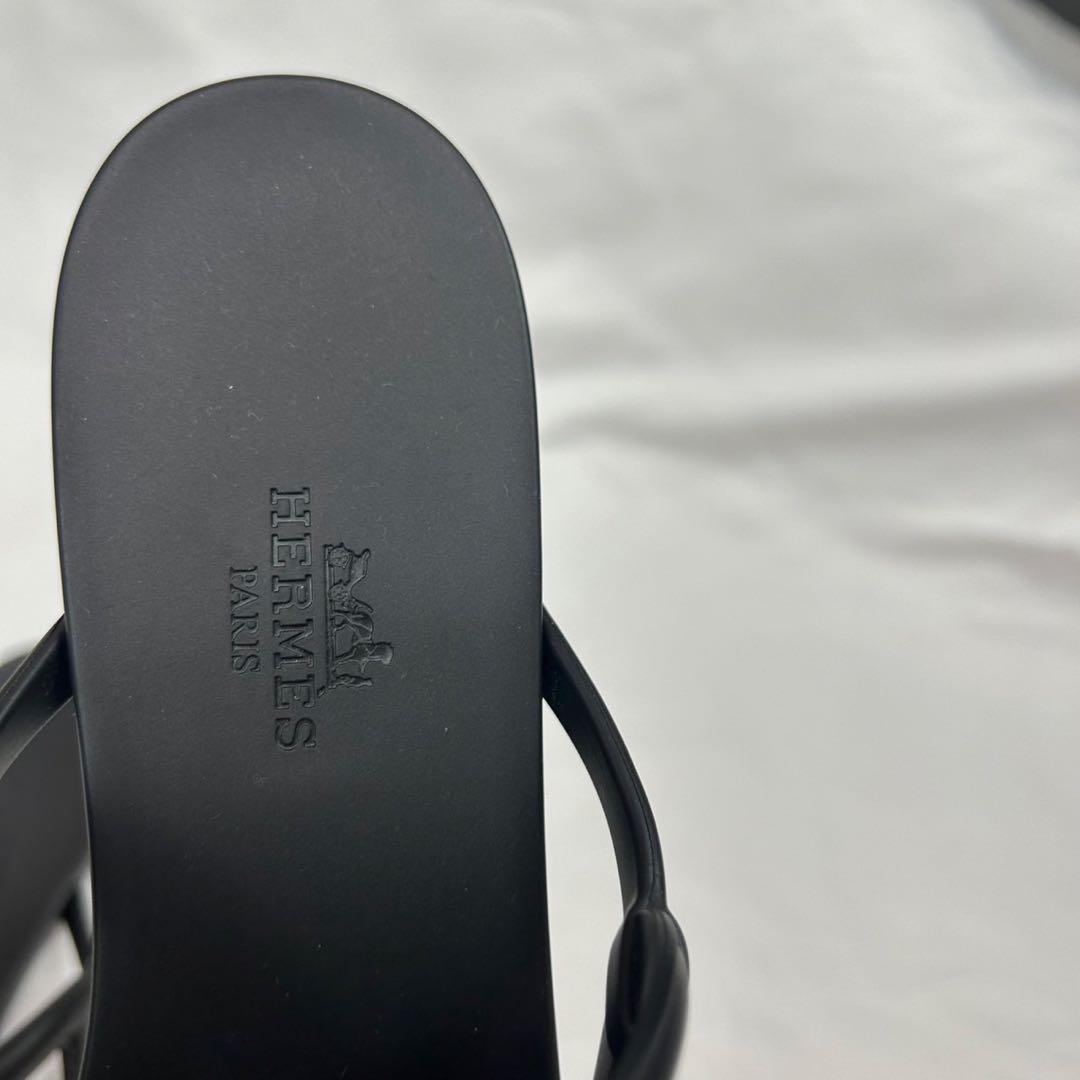J85 新品未使用 25.0cm エルメス サンダル ブラック レディース