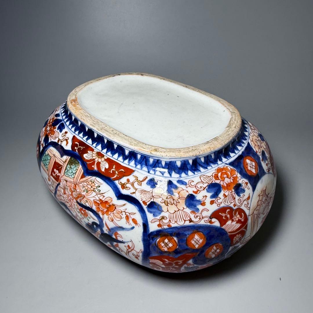 明治時代 染錦鳳凰図変形鉢 珍品 金魚鉢 メダカ 骨董 古美術 オブジェ