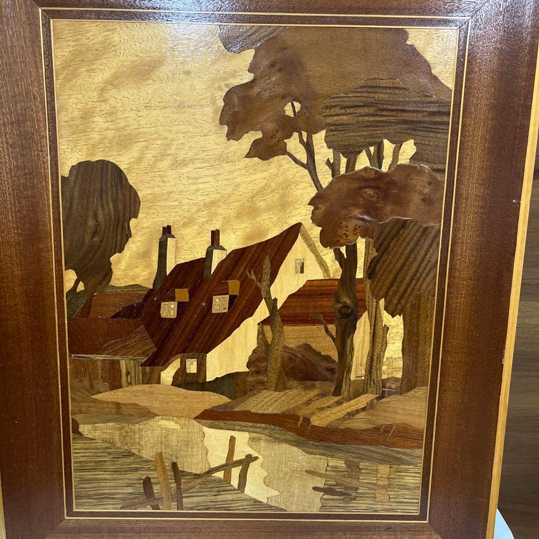 木象嵌風景画/イタリア製 寄木細工/象嵌細工/組木細工木 - メルカリ