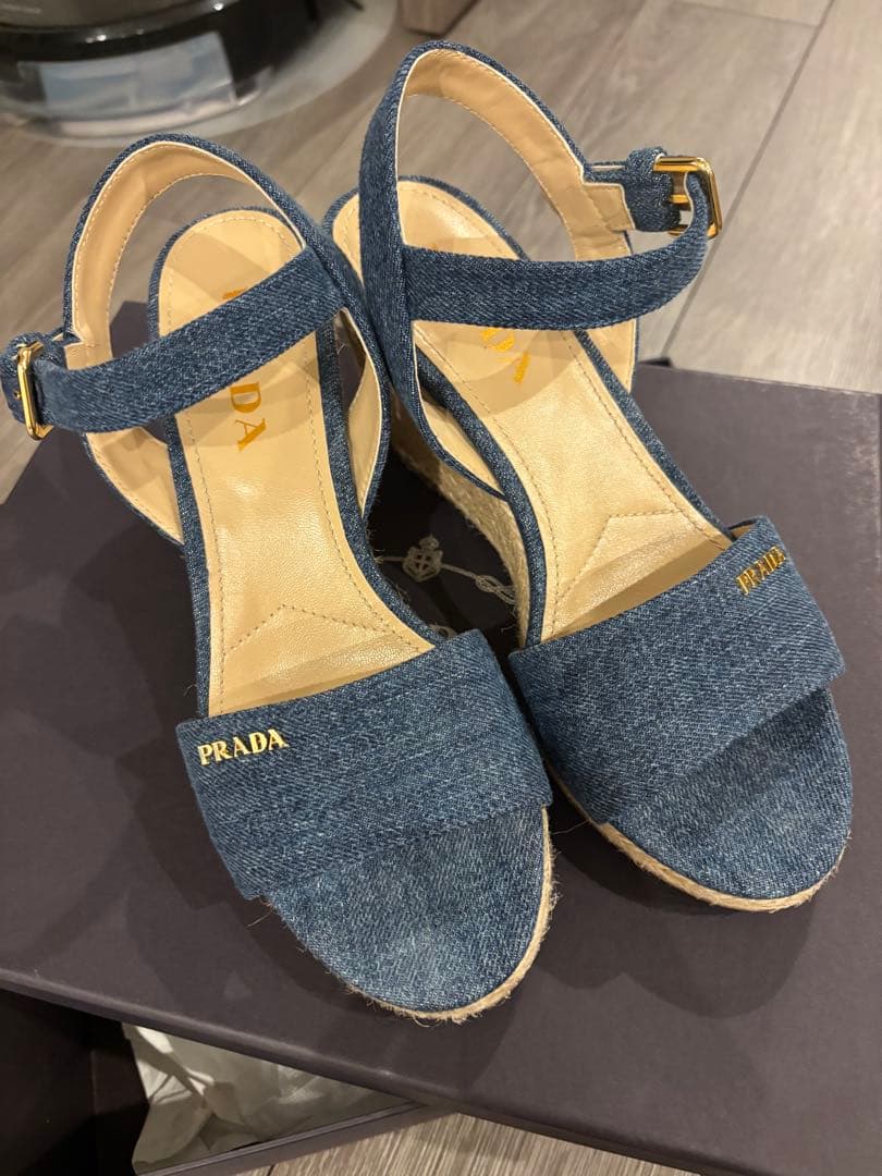 PRADA デニム ウェッジサンダル