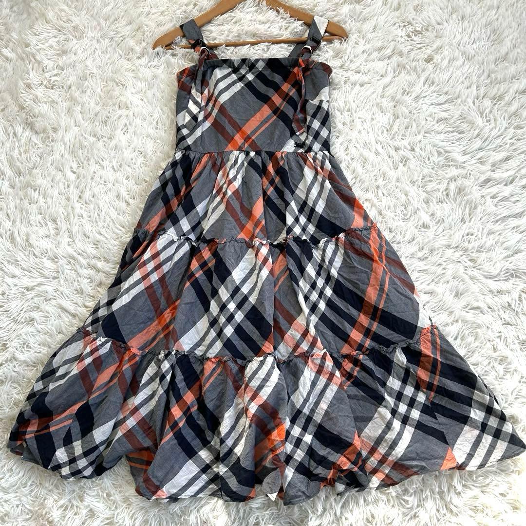バーバリーブルーレーベル 38 ノバチェック ティアードワンピース