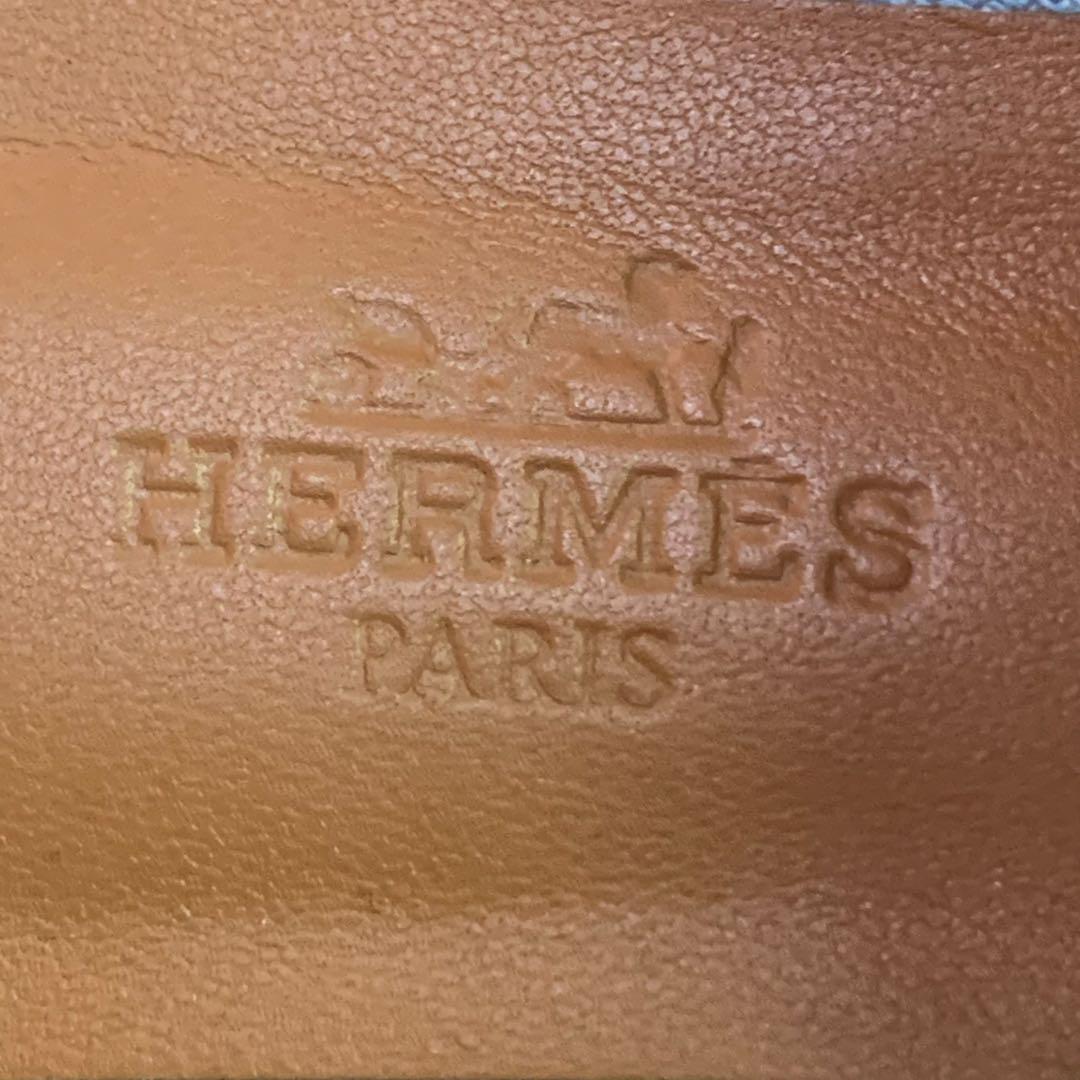 HERMES エルメス グルーピー デニム レザー サンダル 35 22.5cm
