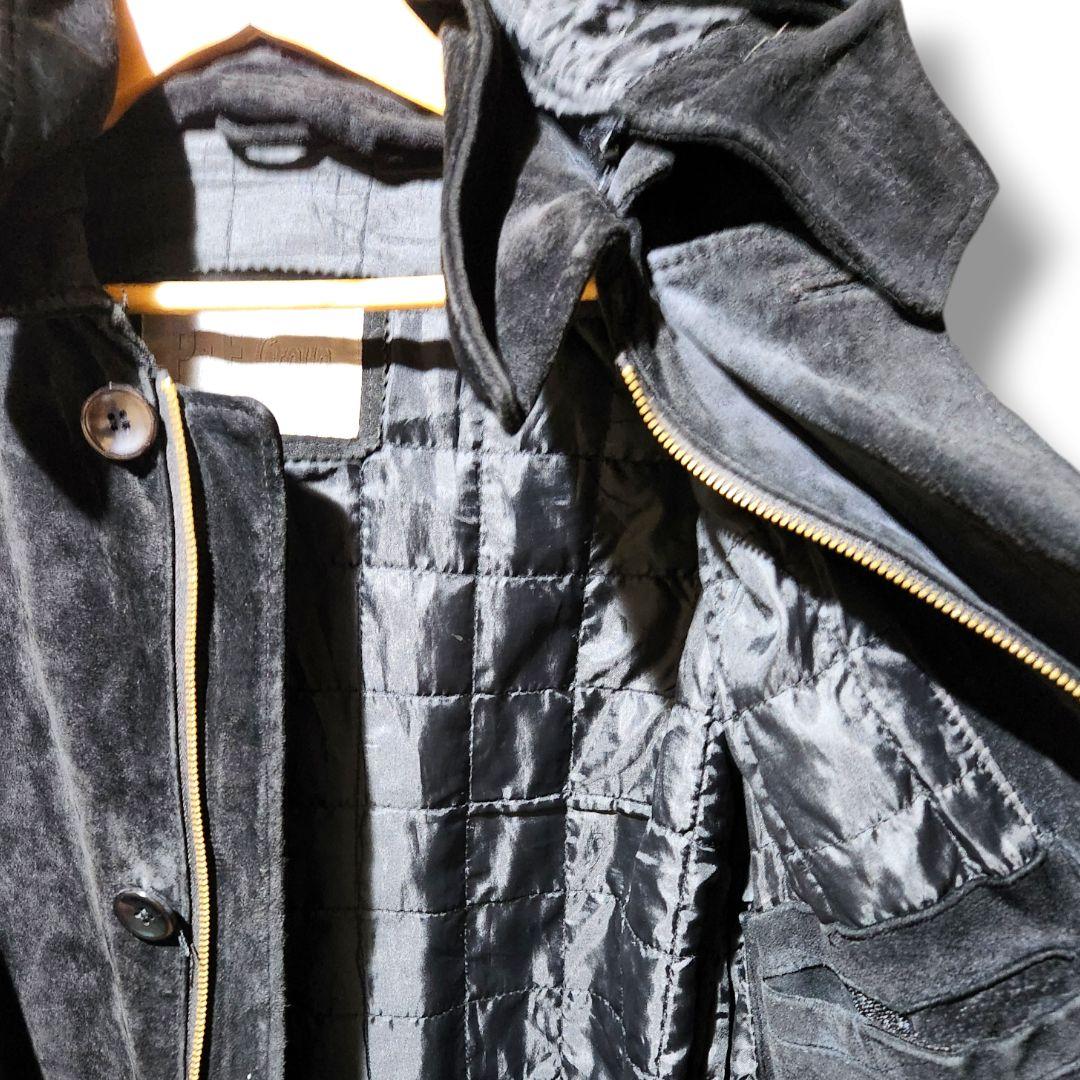 欧州輸入古着フーディレザージャケット 本革 vintage BIGsize(わ