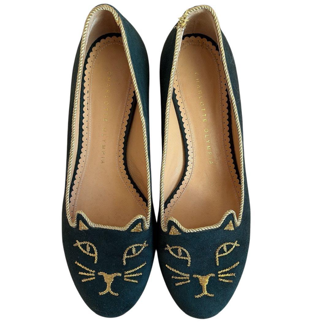 シャーロット オリンピア ベロア キティ フラット シューズ 猫