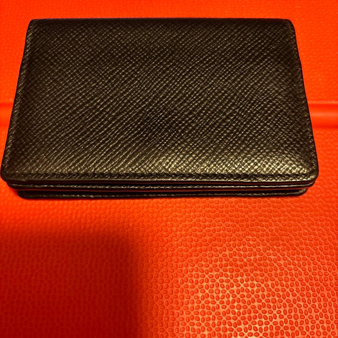 SMYTHSON ブラックレザー名刺入れスマイソン カードケース ロゴ 名刺