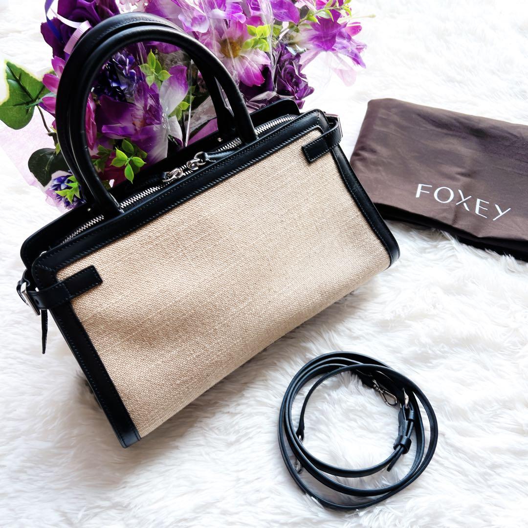 極美品　foxyフォクシー　キャンバス　レザー　本革　ショルダー　バッグ 極美品 foxyフォクシー キャンバス レザー 本革 ショルダー バッグ