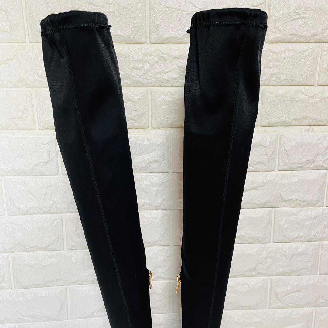 極美品】YELLO 厚底ストレッチニーハイ ブーツS黒サイドジップ Y2K