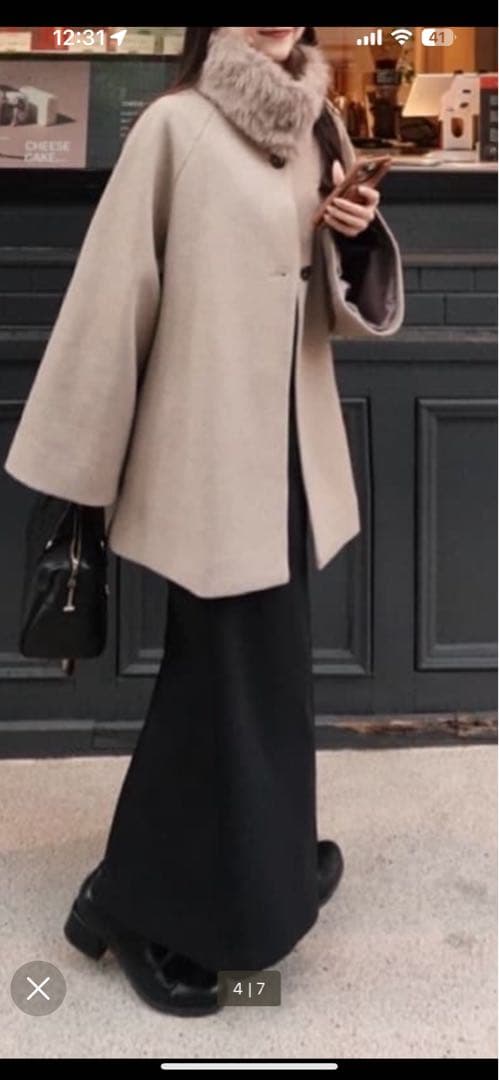 chico ファー取り外しケープコート グレージュの通販はau PAY