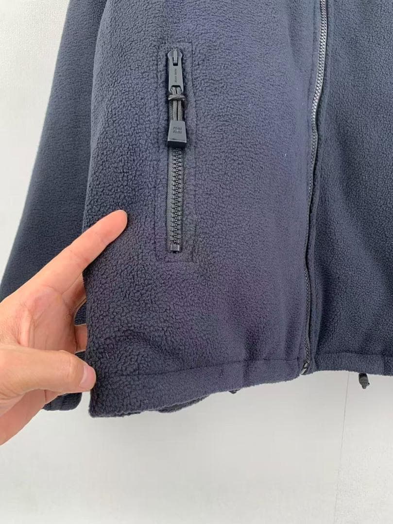 極美品miu miu ネイビー ジップアップ ジャケット