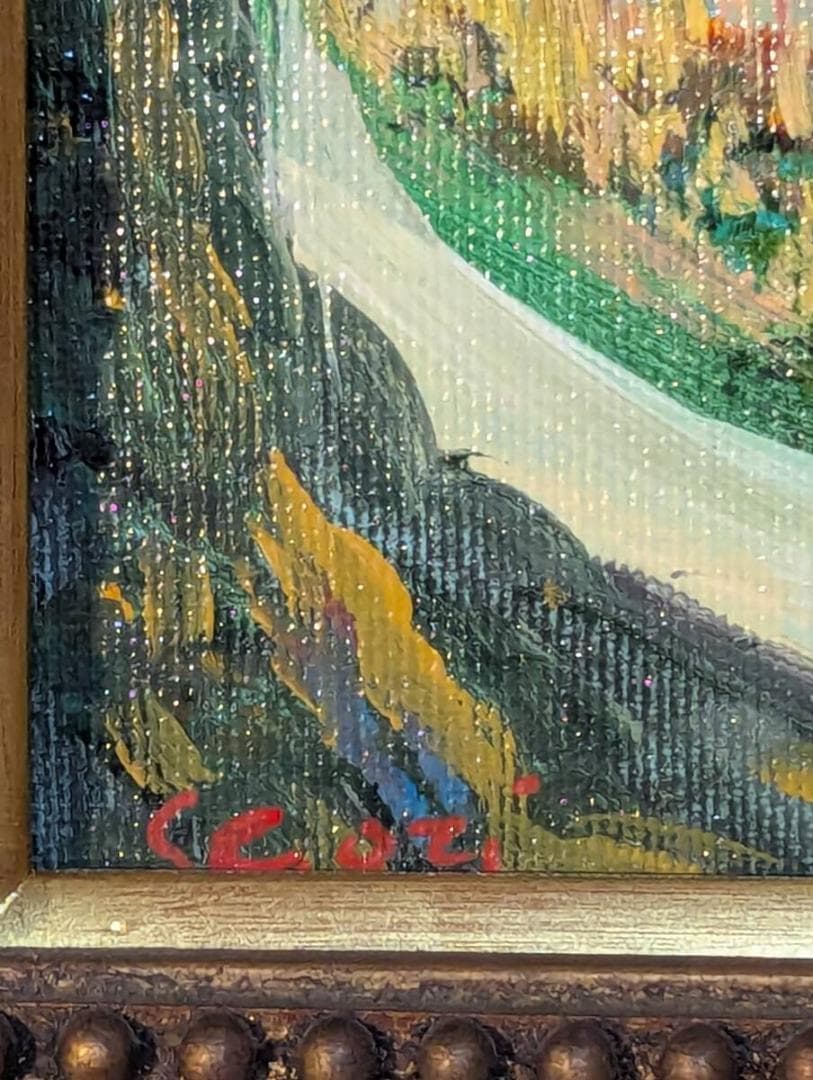 真作】絵画 油彩0号 地中海の風景画 青い海の見える街 W149 - メルカリ