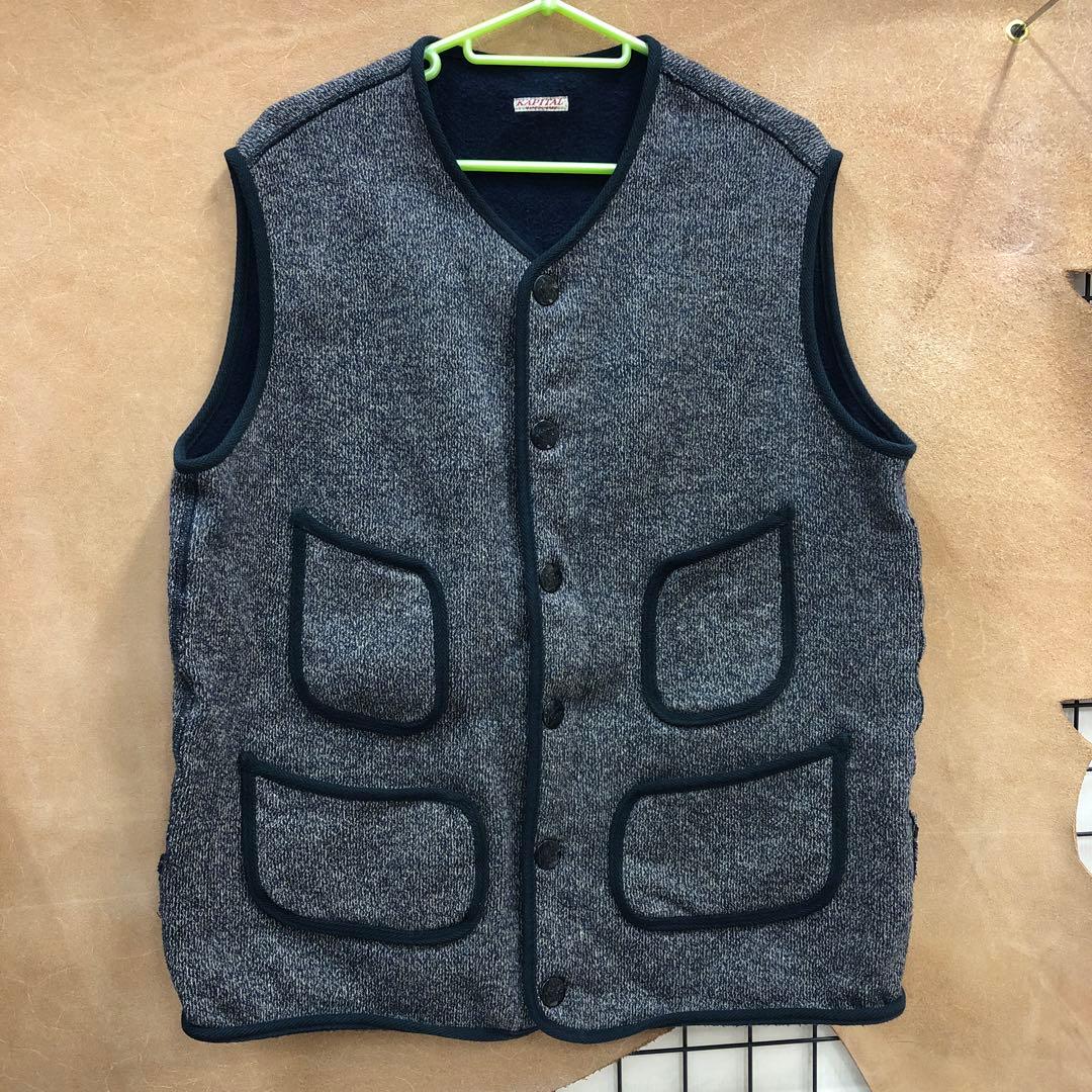 キャピタル ビーチベスト・ボーダー・ネップライニング・L・裏毛