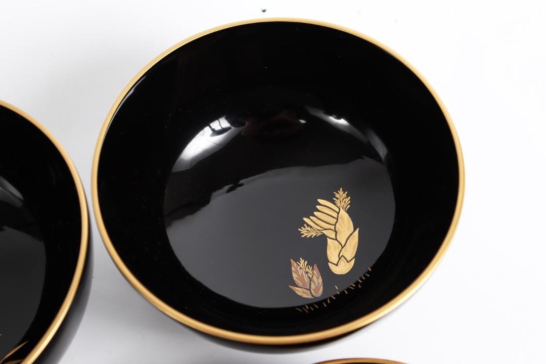 輪島塗 草花絵替 図替 蒔絵 煮物椀 五客 浅己 浅見②