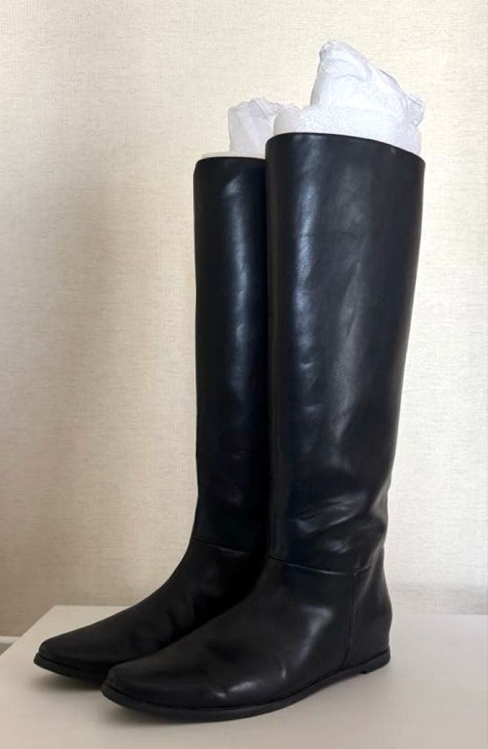 <LE TALON> 2cmワイドシャフトロングブーツ ブラック 24.5cm