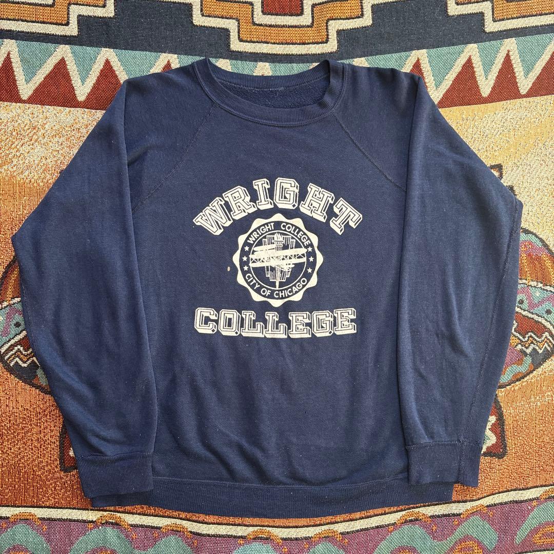 す*ぶ様 超美品 60’s カレッジスウェット 茄子紺 60年代ヴィンテージカレッジフロッキープリントスウェット茄子紺