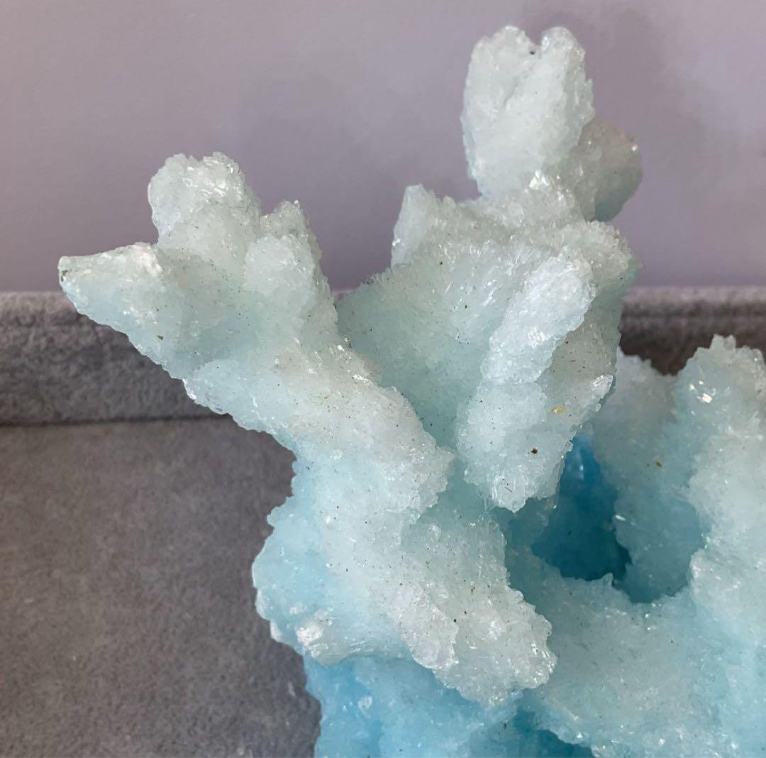 T991-2アクアマリン水晶結晶 原石ジオードクラスター 天然石