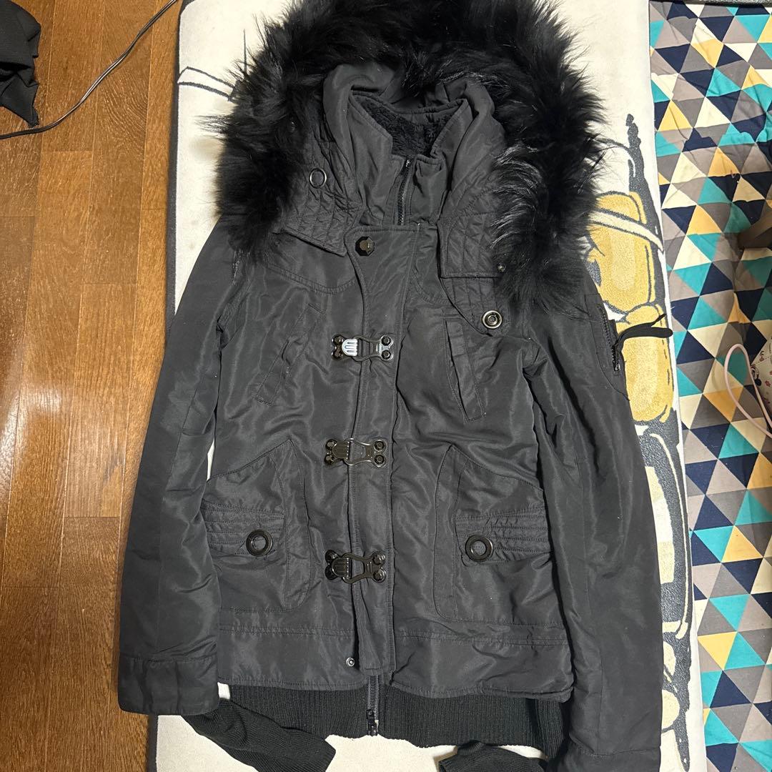 SLYモッズコート　ミリタリーコート　Y2K　平成ギャル SLY ミリタリーモッズコート ボアライナーフード カーキ 鬼ファー 平成