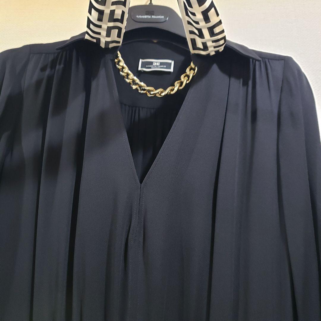 エリザベッタフランキ ワンピース シュミーズドレス スカーフ ボウタイ