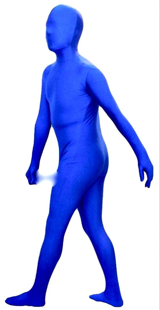 即購入OK。Mサイズロイヤルブルー男性凸仕様ゼンタイフルフェイスマスク全身タイツ