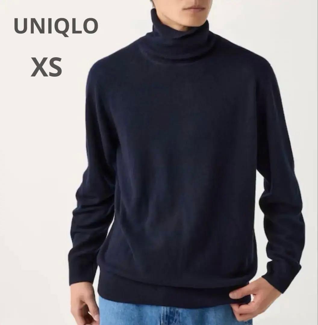 ユニクロ メンズ カシミヤタートルネックセーター ネイビー XS - メルカリ