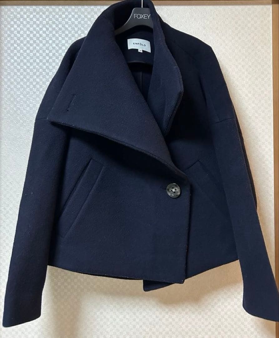 ENFÖLD エンフォルド】 ウールリバー モッサ ショート ドルマンコート