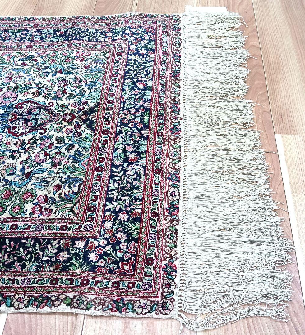 専用 Y3048 中国シルク絨毯 シルク100% 手織り300段 117×74㎝