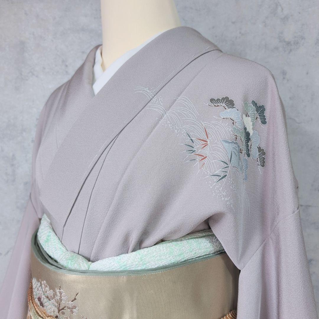 訪問着 フルセット 着物 正絹 しつけ糸 江戸 金彩加工 松舟 三越 粋 C1