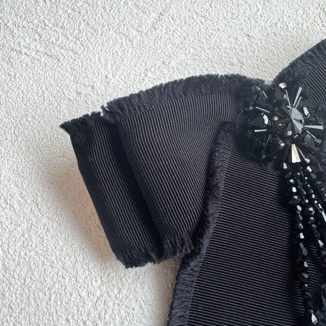 GUCCI グッチ グログラン リボンブローチ ブラック ビジュー Bee