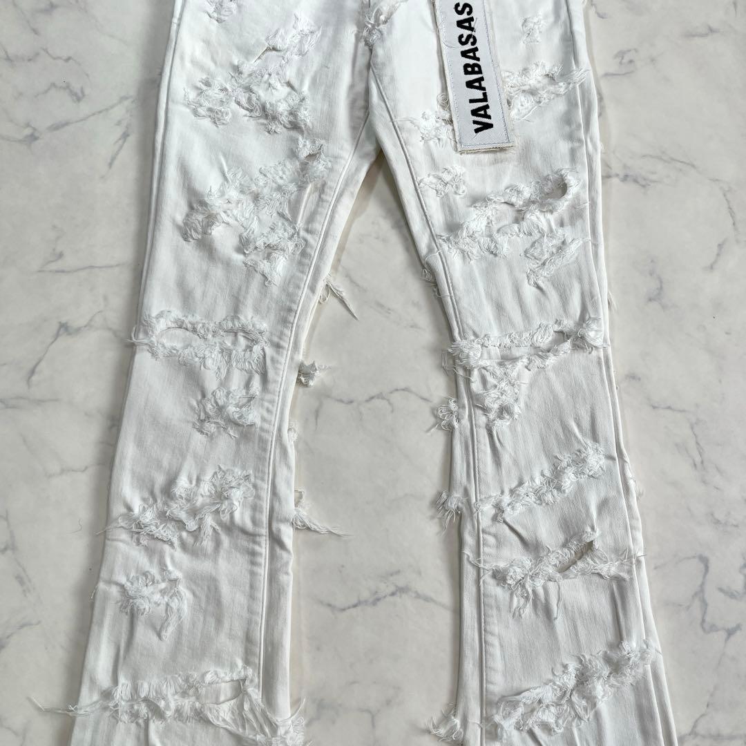 valabasas バラバサス クラッシュスキニーフレアデニム ホワイト 30