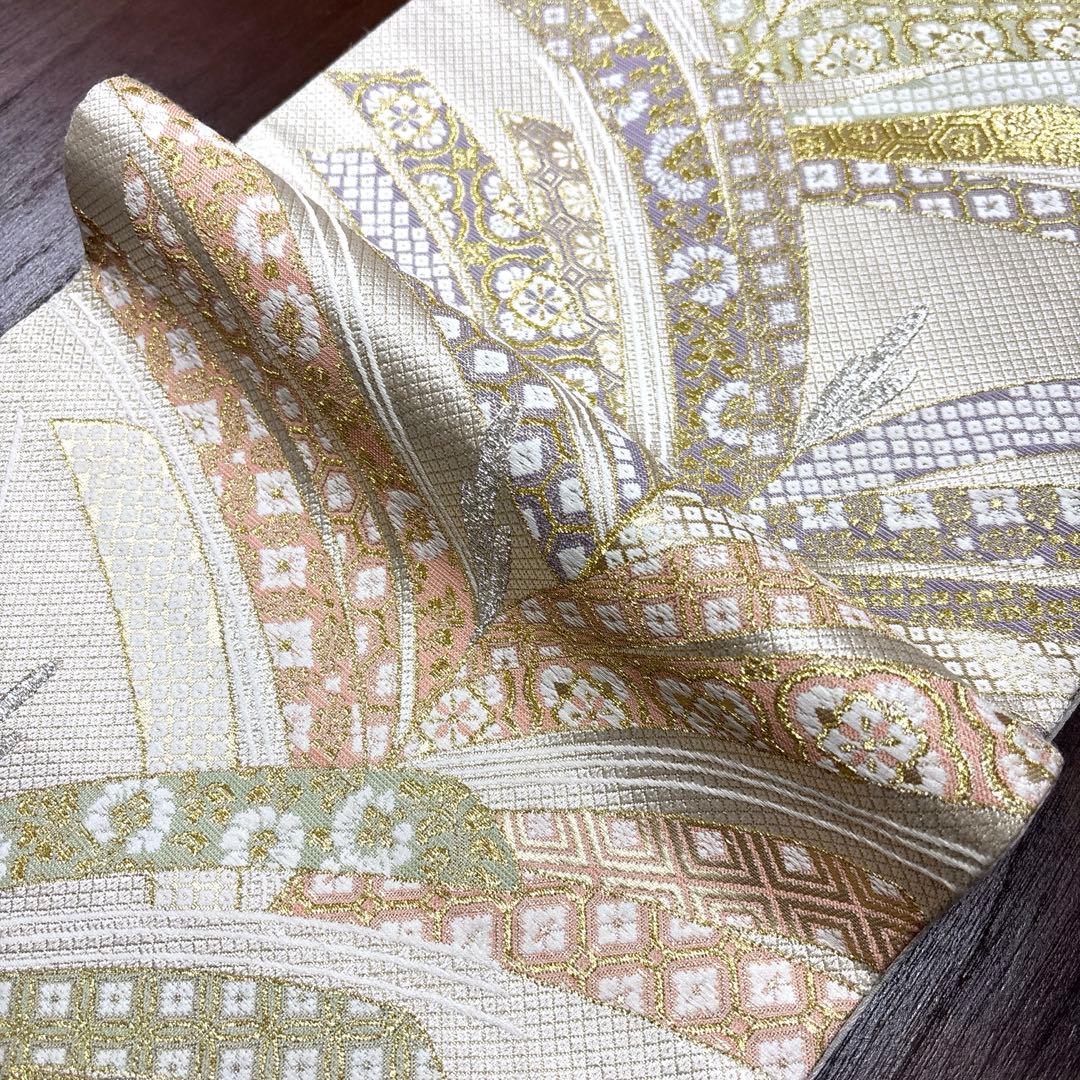 正絹　袋帯《生成り　大王松》