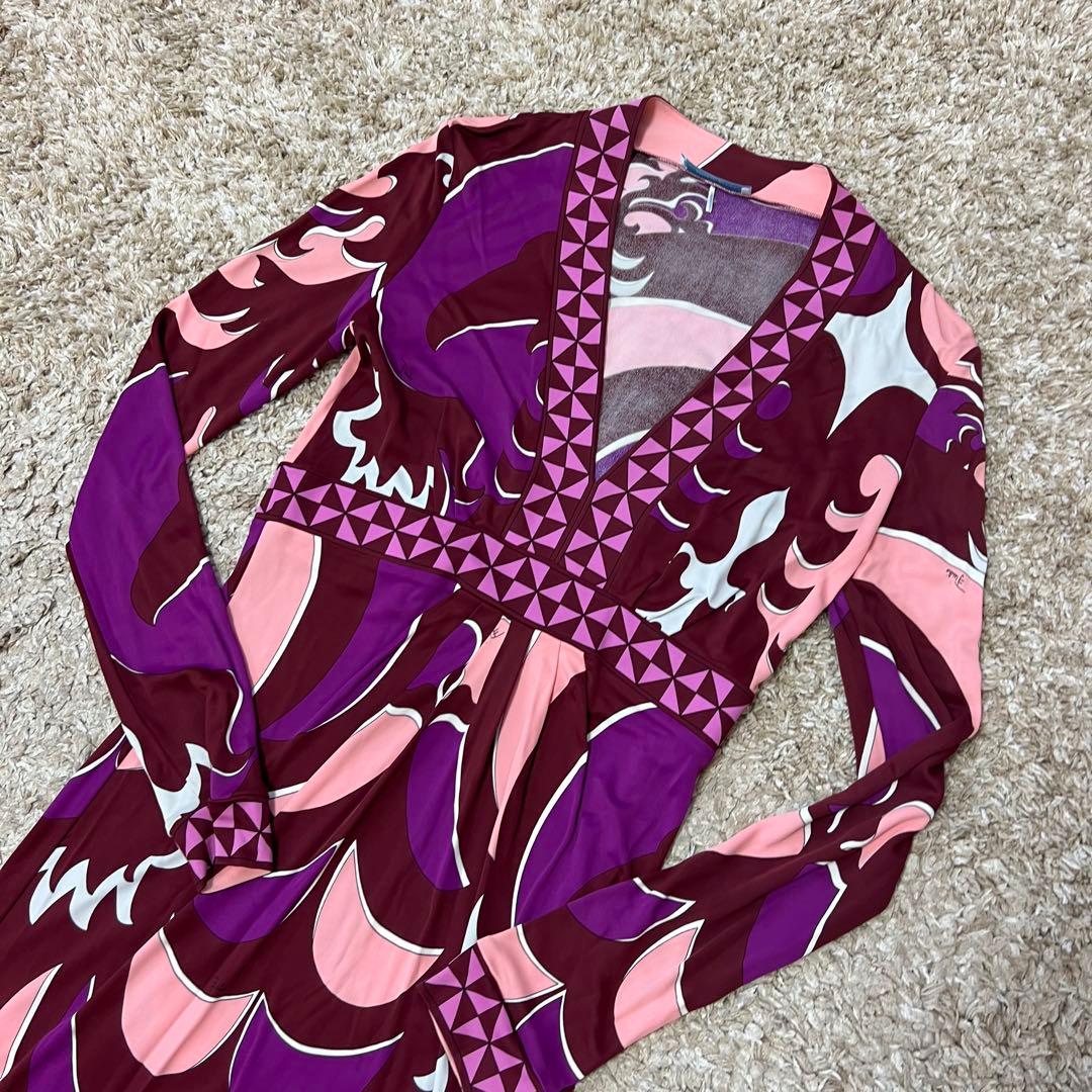 美品✨️】エミリオプッチ ワンピース プッチ柄 レーヨン ノーカラー