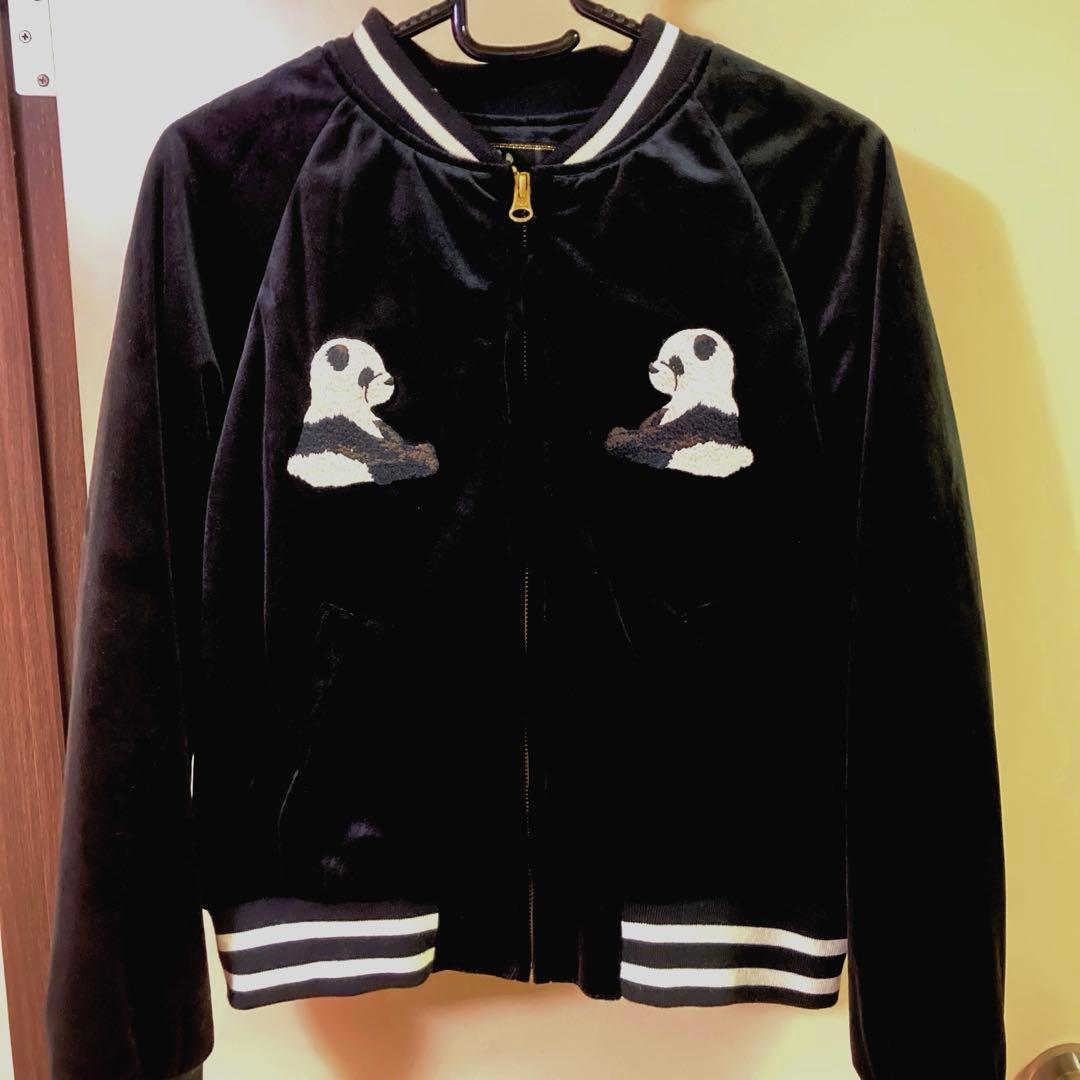 フランシュリッペ ぼんやりパンダ ベロアスカジャン サイズM ブラック