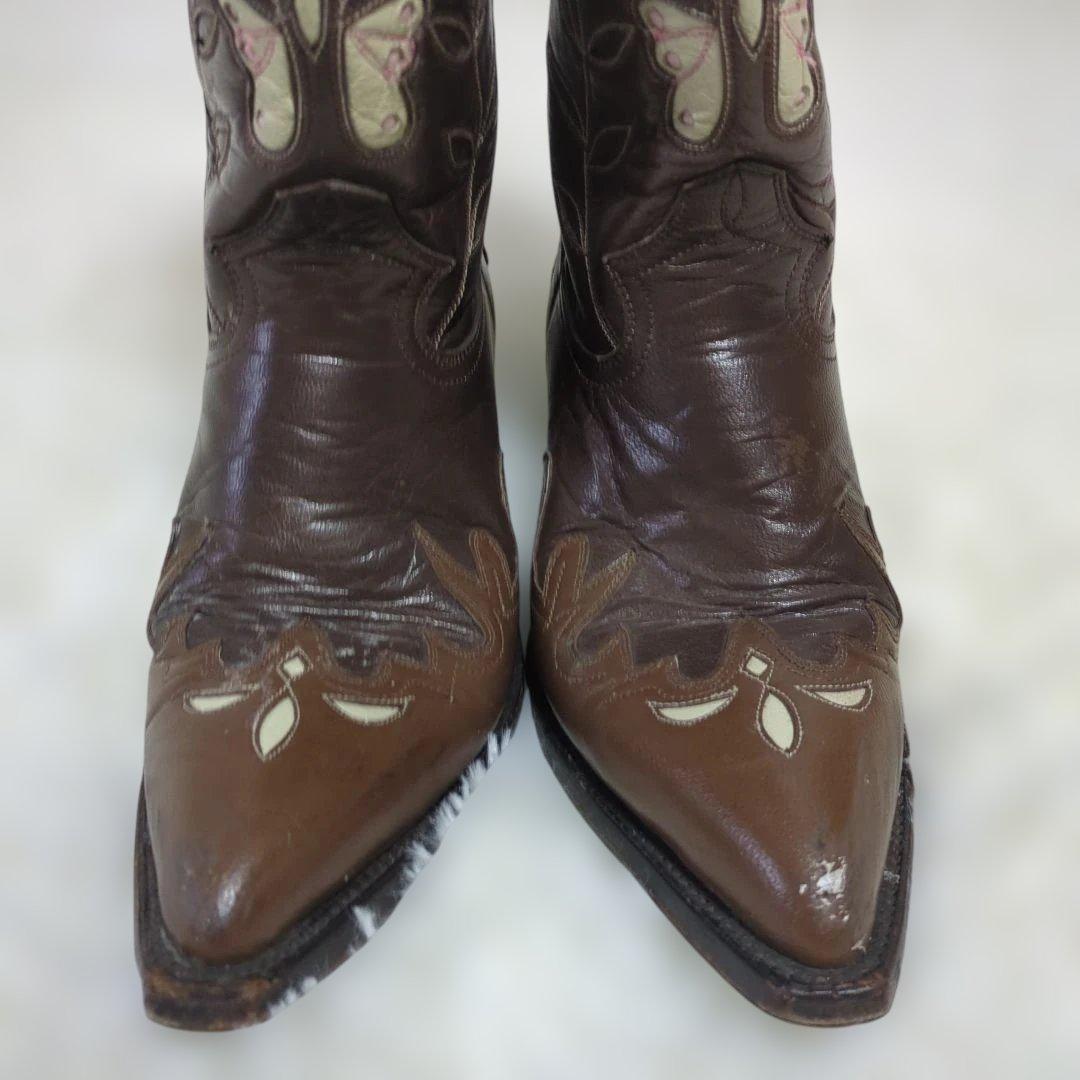 Montana バタフライ ウエスタンブーツ 本革 羊革 メキシコ製 US6の通販